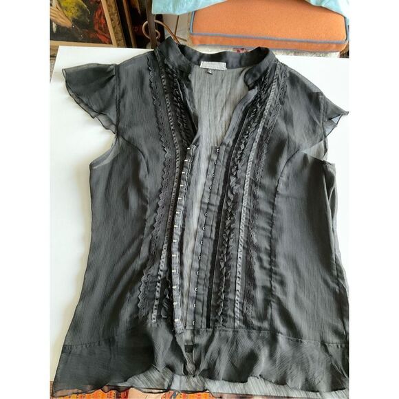 Sheer Lilly Lou button up blouse, sz - Picture 9 of 14